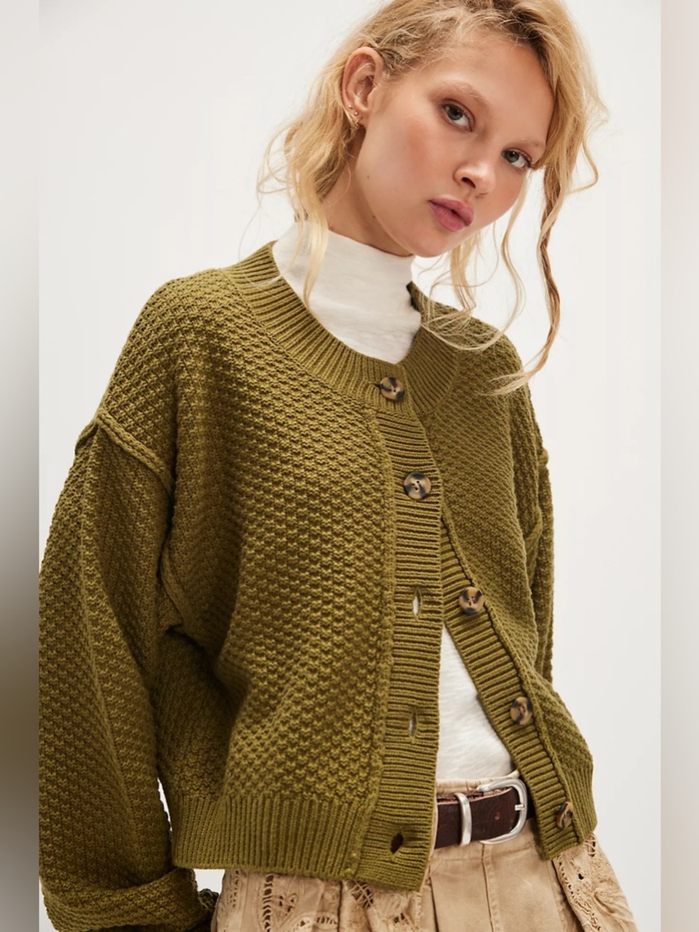 Free People Lila Cardigan in Olive green